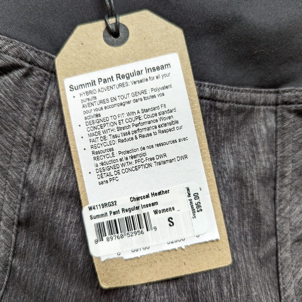 Prana Summit Pant Regular Inseam Charcoal Heather Performance Pant size Small - Picture 8 of 13